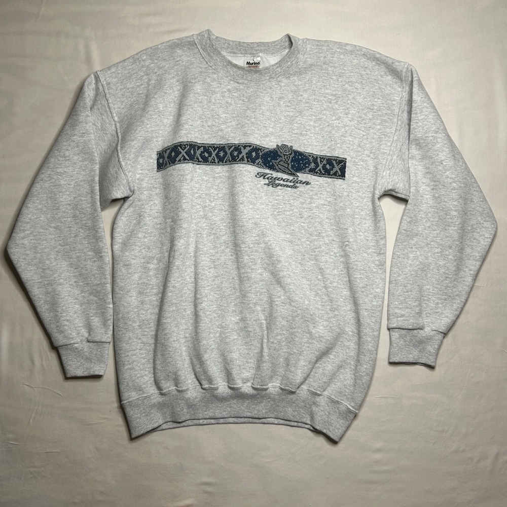 Vintage 90s Hawaiian Legends Gray Sweatshirt Large Pullover Made in USA Y2K